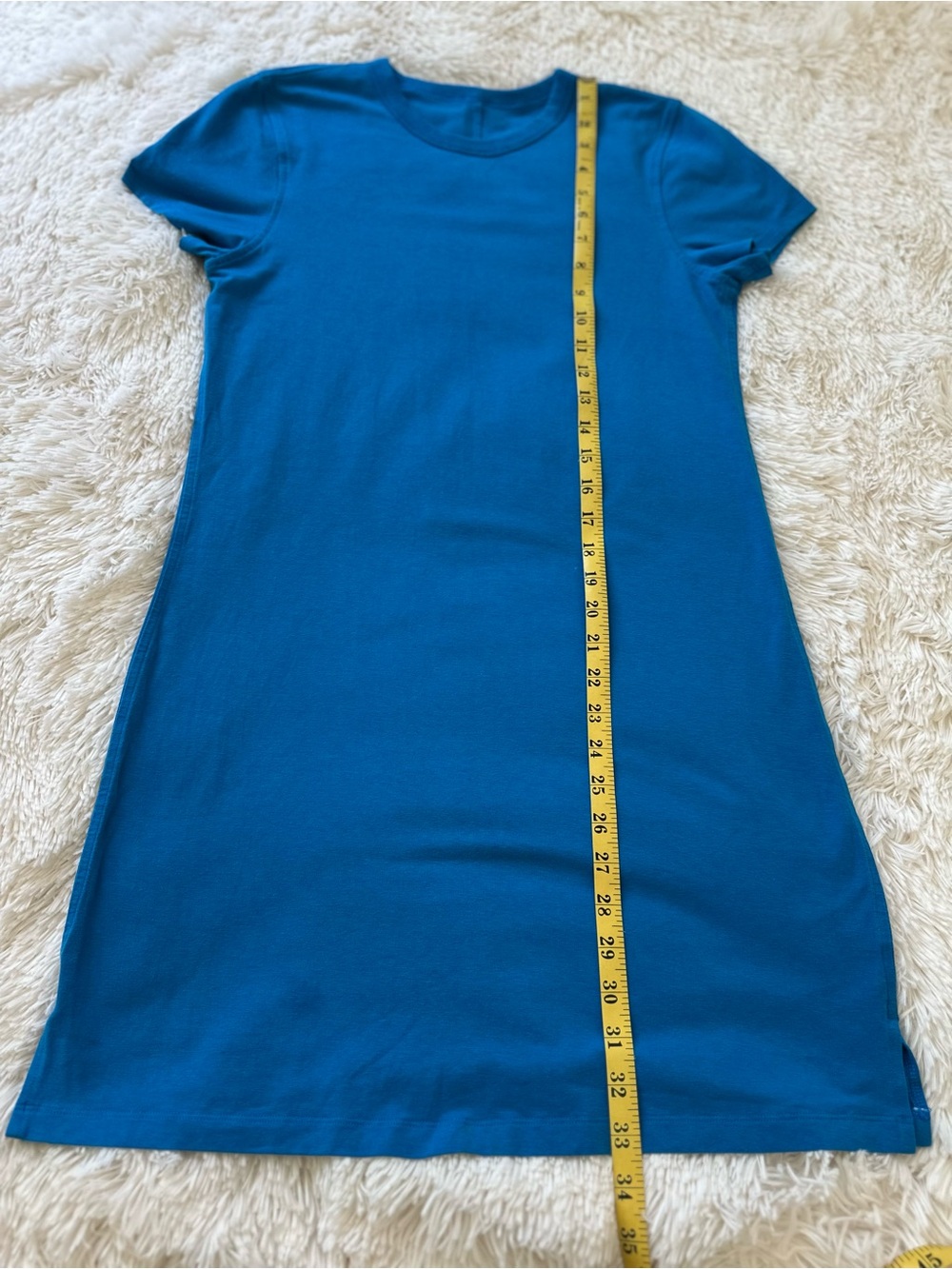 Lululemon Classic Cotton Blend Short Sleeve T-Shirt Dress Poolside Blue Size: 8 - Picture 3 of 5